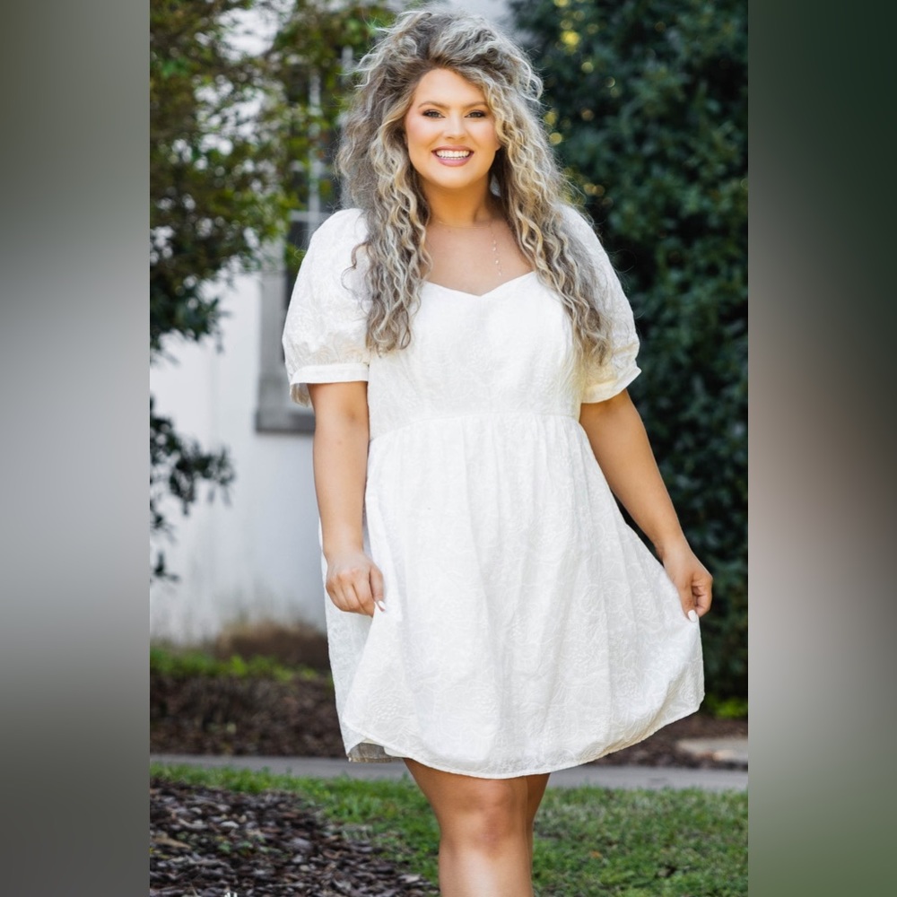 Plus Ivory Mini Vintage Style Dress